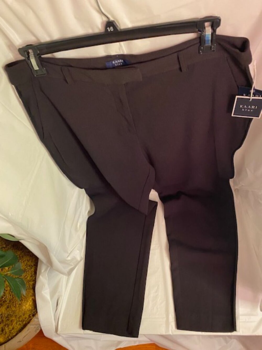 NWT Kaari Blue Women's Size 16 Black Ankle Dress Pants with White Tuxedo Side St